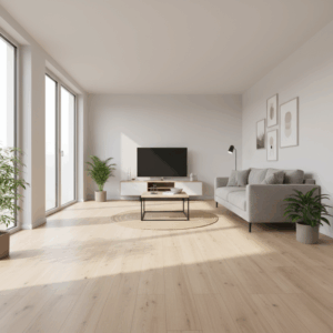 Elektrische vloerverwarming onder laminaat in de woonkamer